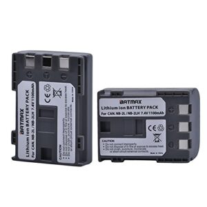 batmax pack of 2 nb-2l/nb-2lh high-capacity replacement batteries for canon digital rebel xt, xti, eos 350d, 400d digital cameras