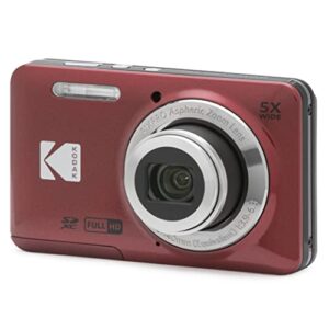 kodak pixpro friendly zoom fz55-rd 16mp digital camera with 5x optical zoom 28mm wide angle and 2.7″ lcd screen (red)