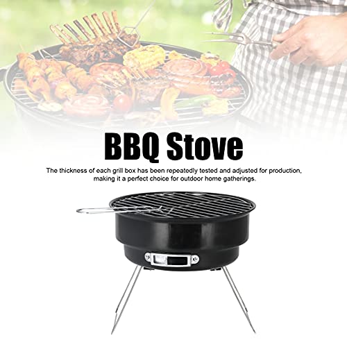 yaogohua Mini Round Barbecue Grill Set, Portable Iron Charcoal Grill for Home Kitchen Outdoor BBQ Camping Traveling Picnics Garden Beach Party