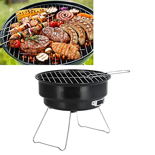 yaogohua Mini Round Barbecue Grill Set, Portable Iron Charcoal Grill for Home Kitchen Outdoor BBQ Camping Traveling Picnics Garden Beach Party