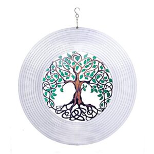 tree of life wind spinners for yard and garden, metal ornaments for garden décor, outdoor wind spinner, tree of life gifts, outdoor garden decoration, 12 inch tree of life wall décor by iseo