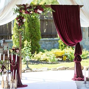 PARTISKY Wedding Arch Draping Fabric, 1 Panel Burgundy Sheer Backdrop Curtain Tulle Fabric Drapery for Arbor Wedding Archway Ceremony Party Ceiling Decor Backdrop