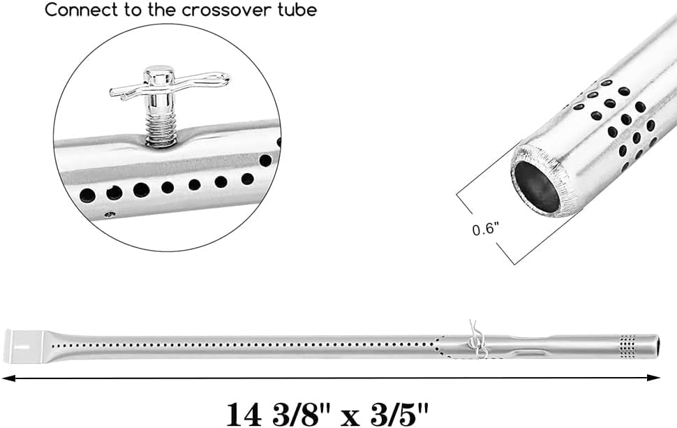 WALBZS Grill Replacement Parts for Charbroil Advantage Series 4 Burner 463344116 466344116 G4328M00W G3610003W1 Gas Grills Repair Kit Stainless Steel Burner Tube, Heat Plate,Adjustable Crossover Tube