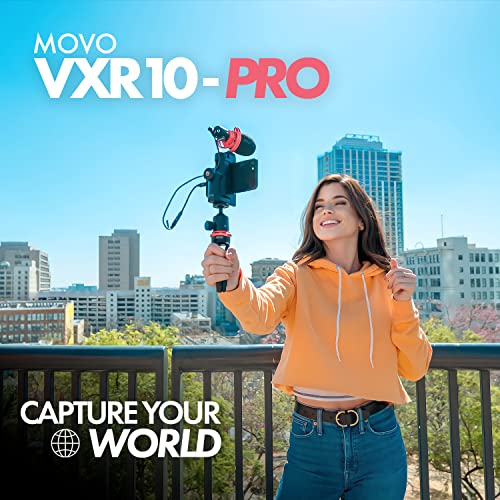 Movo VXR10-PRO External Video Microphone for Camera with Rycote Lyre Shock Mount - Compact Shotgun Mic Compatible with DSLR Cameras and iPhone, Android Smartphones - Battery-Free Camera Microphone