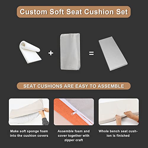 THSZHJT Bench Cushions Indoor Furniture Custom Size Bench Cushion Window Seat Cushions Extra Soft Bench Cushions for Garden Patio Outdoor, Any Size and Colors
