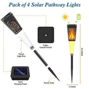 HEMOPLT Solar Outdoor Lights, Pack of 4 Solar Lights Outdoor Waterproof, Color Changing + Warm White Solar Garden Llights, IP 67 Waterproof Garden Lights, for Walkway, Yard, Lawn, Landscape, Driveway