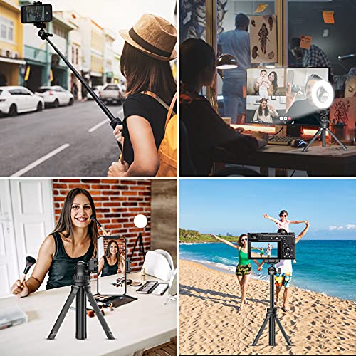 Ulanzi MT-34 Extendable Pole Tripod Mini Tabletop Tripod Selfie Stick with 2 in 1 Phone Clamp, Travel Tripod for Phone 12 Canon G7X Mark III Sony ZV-1 RX100 VII A6600 Vloging Filmmaking Live Streaming