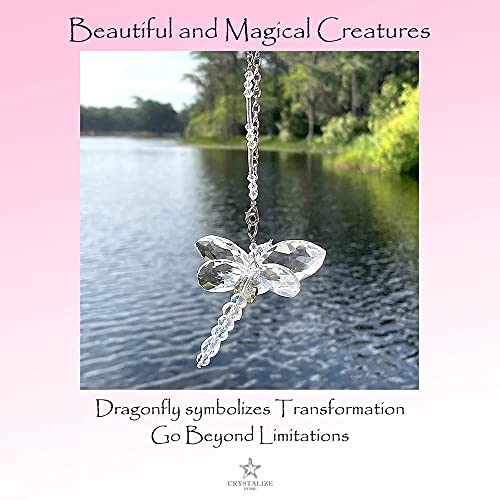 Dragonfly Gift - Crystal Dragonfly - Crystal Figurines- Car Charm - Rainbow Maker - Dragonfly Charm - Prism Suncatcher for Garden, Home, Car and Window Décor - Gifts for Mom - Gifts for Grandma