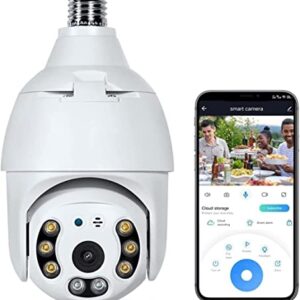 Temgofeau Light Bulb Camera Security Wireless, 2K 4.0MP PTZ Home Camera, Motion Auto Tracking, 360 Degree WiFi Smart Surveillance Cam with Motion Detection Alarm Night Vision(No Micro SD Card)