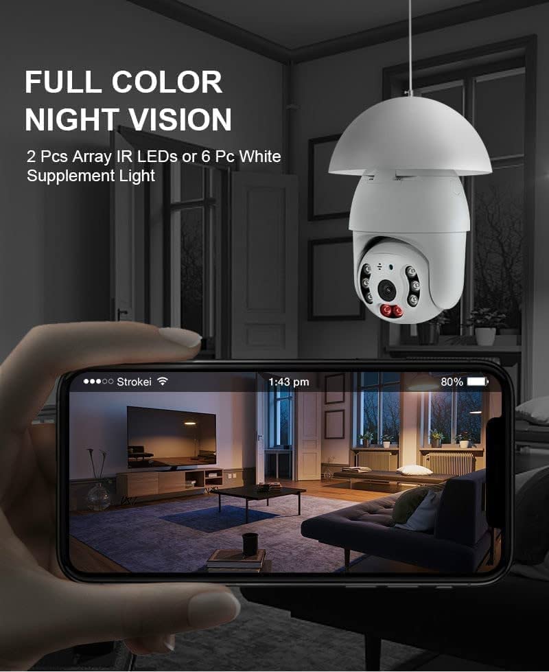 Temgofeau Light Bulb Camera Security Wireless, 2K 4.0MP PTZ Home Camera, Motion Auto Tracking, 360 Degree WiFi Smart Surveillance Cam with Motion Detection Alarm Night Vision(No Micro SD Card)