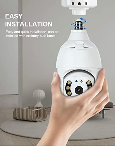 Temgofeau Light Bulb Camera Security Wireless, 2K 4.0MP PTZ Home Camera, Motion Auto Tracking, 360 Degree WiFi Smart Surveillance Cam with Motion Detection Alarm Night Vision(No Micro SD Card)