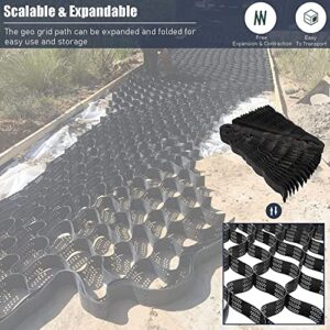 RAN Garden Retaining Wall Grid Stabilizer Ground Grid Geocell Paver for Stabilizing Subgrades, Geogrid Flexible Foldable Geoweb Grid with Drain Holes 16/19.7/23/26/29.5/32.8 ft L