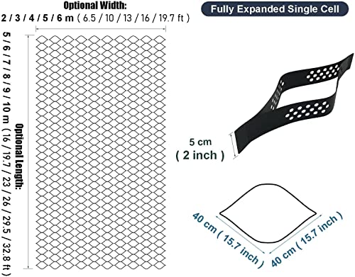 RAN Garden Retaining Wall Grid Stabilizer Ground Grid Geocell Paver for Stabilizing Subgrades, Geogrid Flexible Foldable Geoweb Grid with Drain Holes 16/19.7/23/26/29.5/32.8 ft L