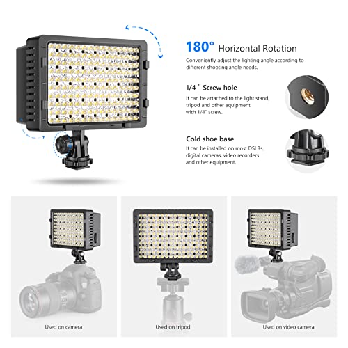 NEEWER® 160 LED CN-160 Dimmable Ultra High Power Panel Digital Camera / Camcorder Video Light, LED Light compatible with Canon, Nikon, Pentax, Panasonic,SONY, Samsung and Olympus Digital SLR Cameras