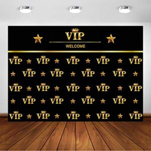 COMOPHOTO VIP Photography Backdrop Royal Crown Black Gold Baby Shower Graduation Birthday Party Banner Photo Studio Backgrounds for Pictures (7x5ft)