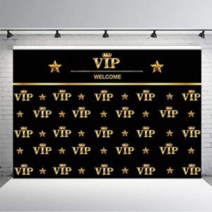 COMOPHOTO VIP Photography Backdrop Royal Crown Black Gold Baby Shower Graduation Birthday Party Banner Photo Studio Backgrounds for Pictures (7x5ft)