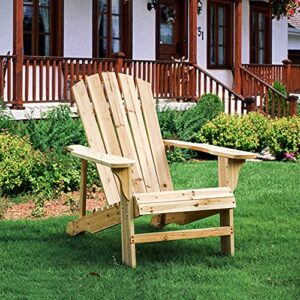 PatioFestival Wood Adirondack Lounger Chair,Outdoor Fir Unpainted Wooden Chairs,Accent Furniture for Yard,Patio,Garden,Lawn w/Natural Finish (Adirondack Chair)