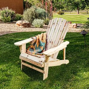 PatioFestival Wood Adirondack Lounger Chair,Outdoor Fir Unpainted Wooden Chairs,Accent Furniture for Yard,Patio,Garden,Lawn w/Natural Finish (Adirondack Chair)