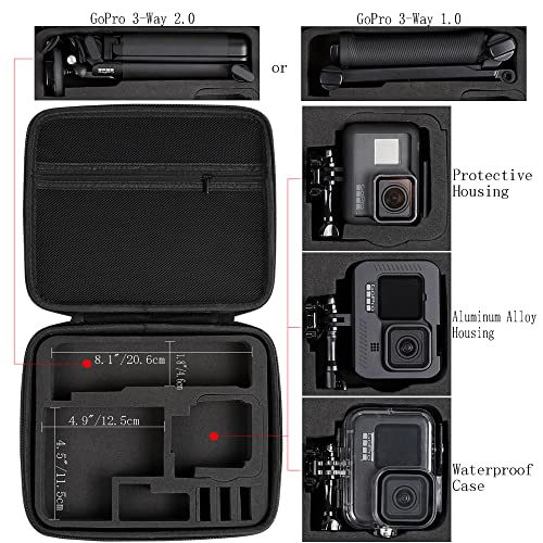 Hard Case for GoPro Hero 11/10/9/8/7/2018/6/5 Blcak/4 Silvery Action Camera, Accessories Carrying Storage Shoulder Bag with Strap