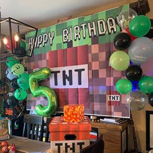 HUAYI 6.5'x5' TNT Pixel Backdrop for Birthday Game Themed Party Background Photo Booth - Stretch Resistant Econ Vinyl FW-2193