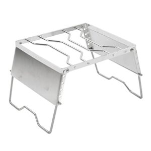 Mini Portable Outdoor Folding Campfire Grill, Foldable Stainless Steel Barbecue Grill Grate, with Wind Screen for Garden