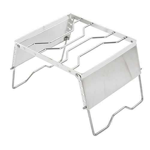 Mini Portable Outdoor Folding Campfire Grill, Foldable Stainless Steel Barbecue Grill Grate, with Wind Screen for Garden