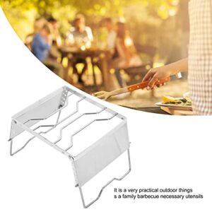 Mini Portable Outdoor Folding Campfire Grill, Foldable Stainless Steel Barbecue Grill Grate, with Wind Screen for Garden