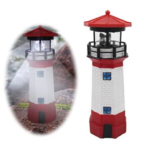 calidaka solar powered lighthouse,garden lights,solar lighthouse statue with spinning light for outdoor patio yard garden lawn decoration (red)