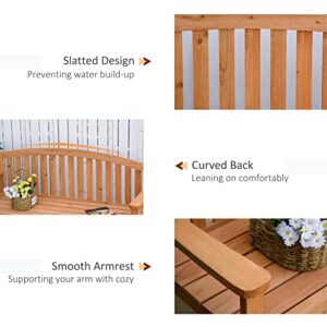 Outsunny 55" Wooden Garden Bench, 2 Seater Outdoor Patio Seat with Slatted Design for Deck, Porch or Garden (Natural)