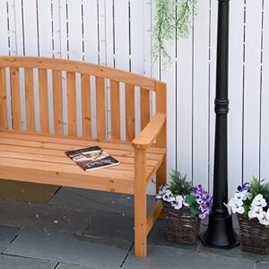 Outsunny 55" Wooden Garden Bench, 2 Seater Outdoor Patio Seat with Slatted Design for Deck, Porch or Garden (Natural)