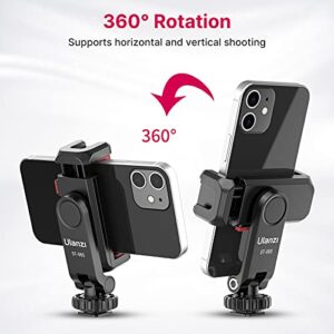 Camera Phone Hot Shoe Holder - ST-06s Cell Phone Tripod Mount Adapter 2 Cold Shoe Phone Clip 360 Rotation Smartphone Clamp Compatible for iPhone Android Sony Canon DJI Ronin S/SC Zhiyun Gimbals