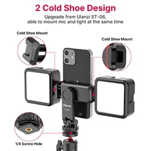 Camera Phone Hot Shoe Holder - ST-06s Cell Phone Tripod Mount Adapter 2 Cold Shoe Phone Clip 360 Rotation Smartphone Clamp Compatible for iPhone Android Sony Canon DJI Ronin S/SC Zhiyun Gimbals