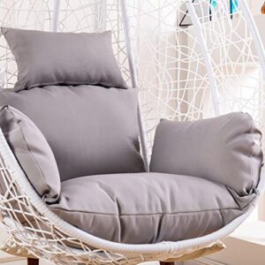 rlosqvee waterproof hanging chair cushion, thicken washable swing cushions for hanging egg chair patio garden hanging basket chair seat (light gray)