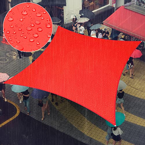 Amgo 9.5' x 9.5' Red Rectangle Square Square Waterproof Sun Shade Sail Canopy Awning Shelter, 95% UV Blockage UV & Water Resistant AMWTPS9.5, Outdoor Patio Garden Carport (We Make)