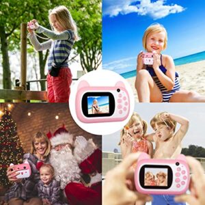 Instant Print Camera for Kids, Upgrade Selfie Kids Camera, Digital Zero Ink Video Camera with 3 Rolls Print Paper Camera, 1000 mAh, Dual Lens,1080P HD Video Recorder for Girls and Boys Gifts (Pink)