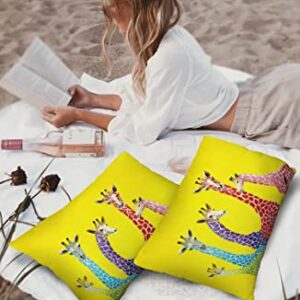 Animal Giraffe Abstract Painting Outdoor Pillow Cover 12x20 Inch Cushion Sham Case, Yellow Backdrop Waterproof Decorative Lumbar Throw Pillowcase for Outside Garden Patio Porch Couch Chair Tent