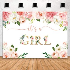 aperturee it’s a girl baby shower backdrop watercolor pink floral photography background 7x5ft flower baby girl party decorations photo booth photoshoot props banner supplies