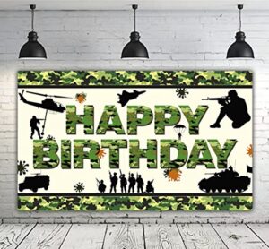 6 x 3.6ft camouflage happy birthday banner camouflage birthday party backdrop army solider military camo birthday party decoration children adults army military themed bday decoration