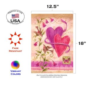 Toland Home Garden 1110275 Love Birds Garden Flag, 12.5" x 18", Double Sided for Outdoor Valentines Day House Yard Decoration