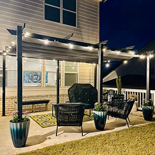 Domi Outdoor Living 11’ X 16’ Outdoor Retractable Pergola with Weather-Resistant Canopy Aluminum Garden Pergola Patio Grill Gazebo for Courtyard