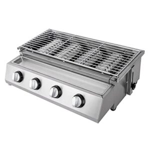 bbq propane gas grill, stainless steel patio garden barbecue grill with adjustable height,countertop flat top griddle for kitchen