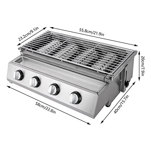 BBQ Propane Gas Grill, Stainless Steel Patio Garden Barbecue Grill with Adjustable Height,Countertop Flat Top Griddle for Kitchen