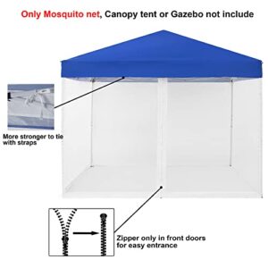 IJIALIFE Mosquito Net with Zipper for 10' x 10' Patio Gazebo Canopy and Tent, Zippered Mesh Sidewalls Screen Walls for Outdoor Camping and Garden(White)