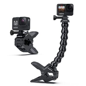 sametop jaws flex clamp mount with adjustable gooseneck compatible with gopro hero 11, 10, 9, 8, 7, 6, 5, 4, session, 3+, 3, 2, 1, max, hero (2018), fusion, dji osmo action cameras