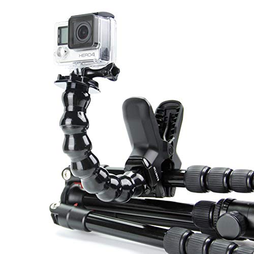 Sametop Jaws Flex Clamp Mount with Adjustable Gooseneck Compatible with GoPro Hero 11, 10, 9, 8, 7, 6, 5, 4, Session, 3+, 3, 2, 1, Max, Hero (2018), Fusion, DJI Osmo Action Cameras