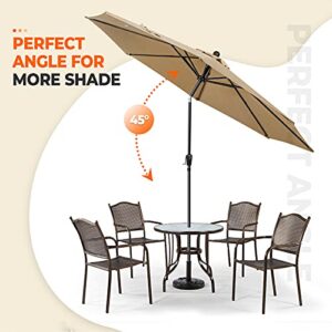 COOS BAY 10' Outdoor Patio Table Umbrella with Push Button Tilt and Crank for Garden, Deck, Backyard, Pool, Market and Beach, 8 Ribs (Khaki)