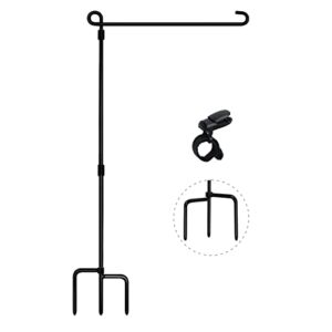Garden Flag Stand,metal garden flag pole,decorations outdoor flag stand,garden flag holder for fly christmas flag about 13'' W,garden flag holder with Tiger Clip and Spring Stoppers Without Flag