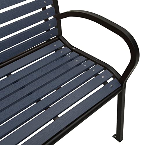 vidaXL Twin Patio Bench Garden Outdoor Lawn Yard Terrace Balcony Backyard Bench Seat Seating Sitting Chair Furniture Steel and WPC Black