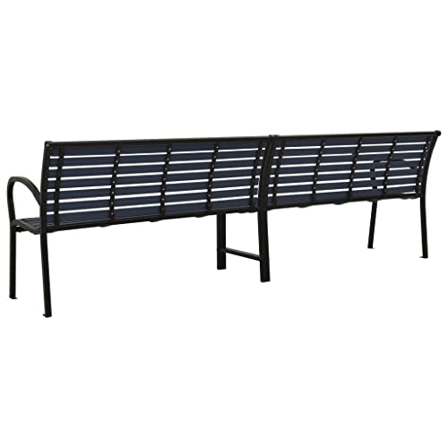 vidaXL Twin Patio Bench Garden Outdoor Lawn Yard Terrace Balcony Backyard Bench Seat Seating Sitting Chair Furniture Steel and WPC Black