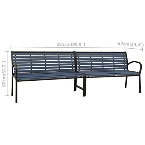 vidaXL Twin Patio Bench Garden Outdoor Lawn Yard Terrace Balcony Backyard Bench Seat Seating Sitting Chair Furniture Steel and WPC Black